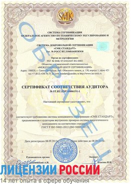 Образец сертификата соответствия аудитора №ST.RU.EXP.00006191-1 Купавна Сертификат ISO 50001