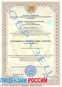 Образец сертификата соответствия аудитора №ST.RU.EXP.00006191-3 Купавна Сертификат ISO 50001