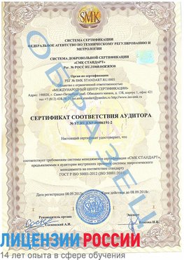 Образец сертификата соответствия аудитора №ST.RU.EXP.00006191-2 Купавна Сертификат ISO 50001
