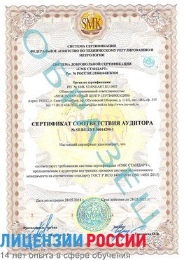 Образец сертификата соответствия аудитора №ST.RU.EXP.00014299-1 Купавна Сертификат ISO 14001